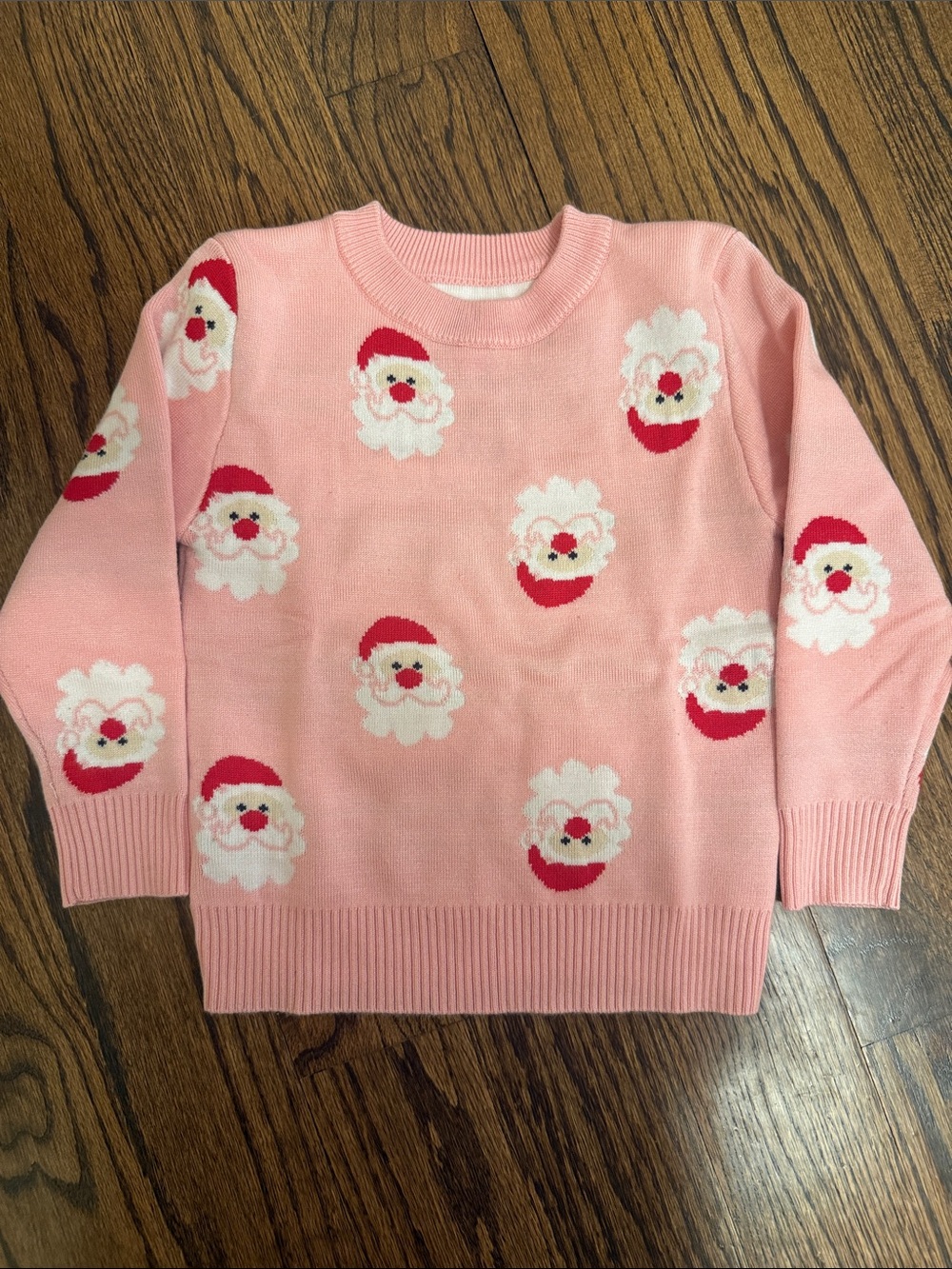 Pink Santa Face Holiday Sweater Toddler Girl 2T